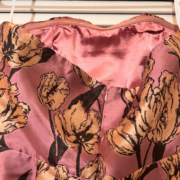 Lulus Gowning Around Mauve Floral Jacquard Strapless Maxi Dress Purple - Size S - Picture 5 of 8